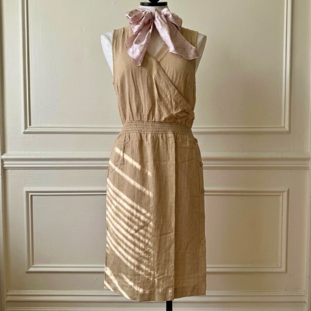 Mustard Wrap Style Midi Dress 
| Awnshee 2PC Edit | Soft Vintage